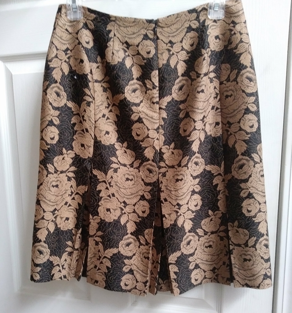Ann Taylor Classy Fully Lined Black & Tan Brocade